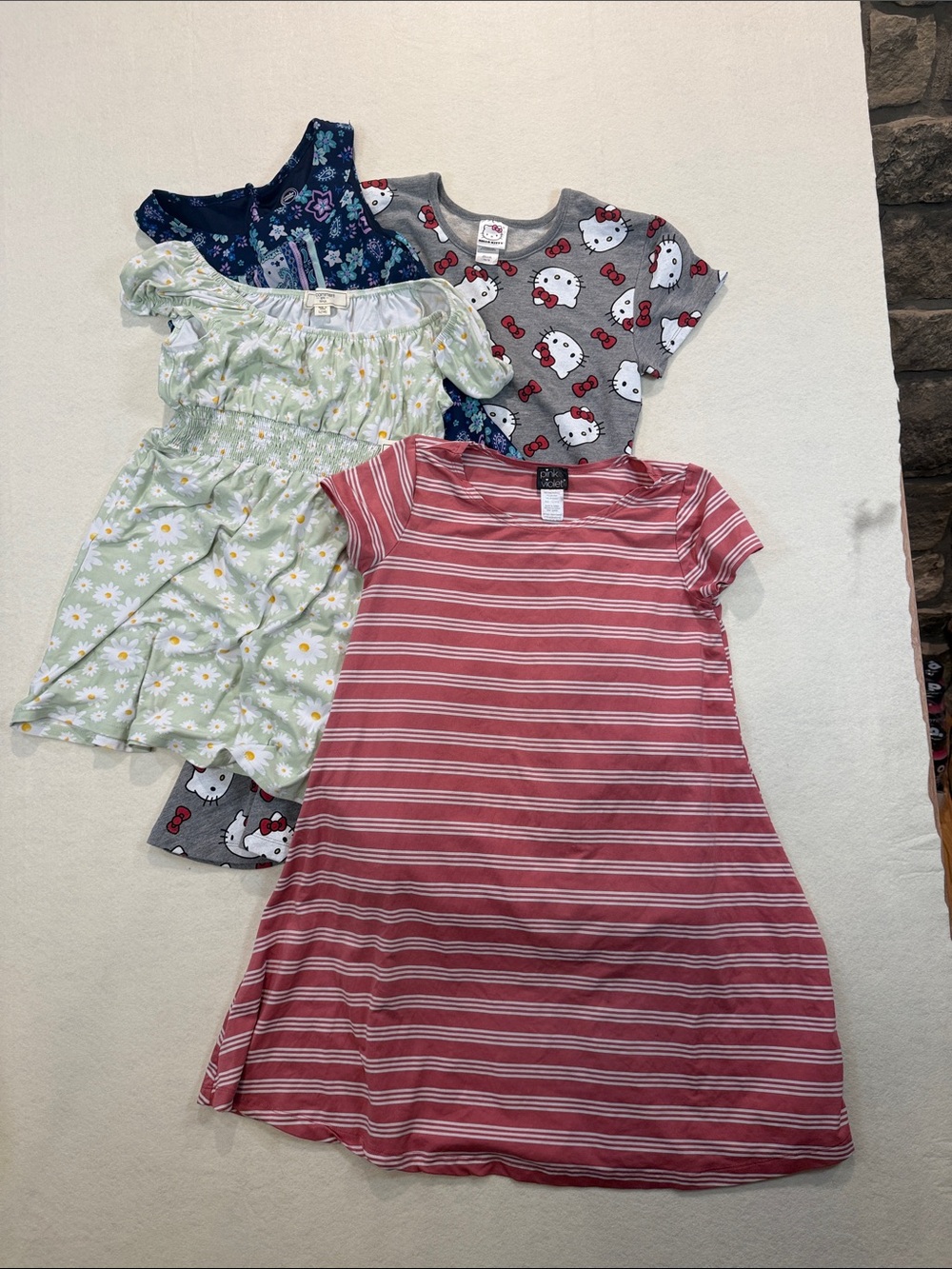 GIRLS SUMMER DRESS LOT Sz 14 Hello Kitty Daisy Striped WW